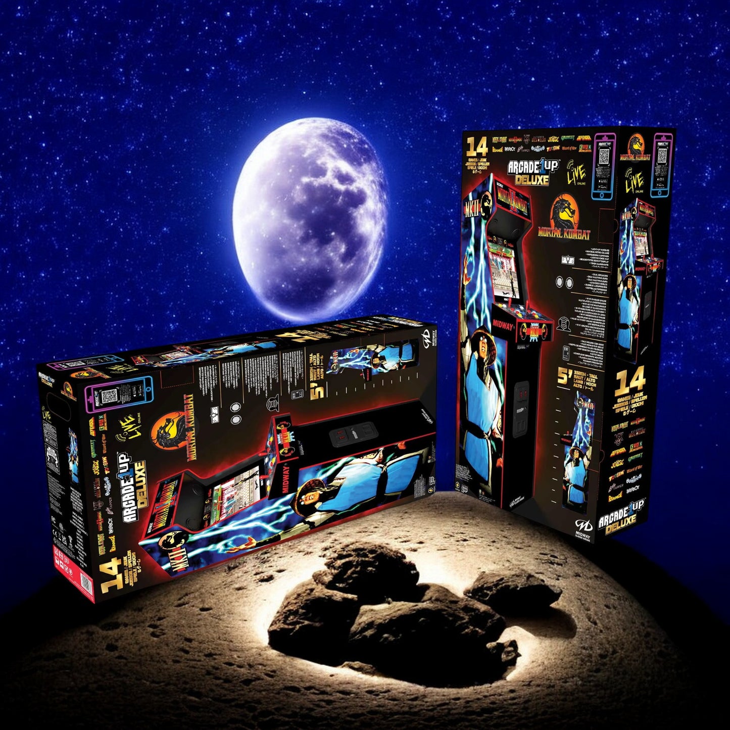 Mortal Kombat II Deluxe Arcade Game with 5-Foot-Tall Full-Size Stand-Up Cabinet, Black