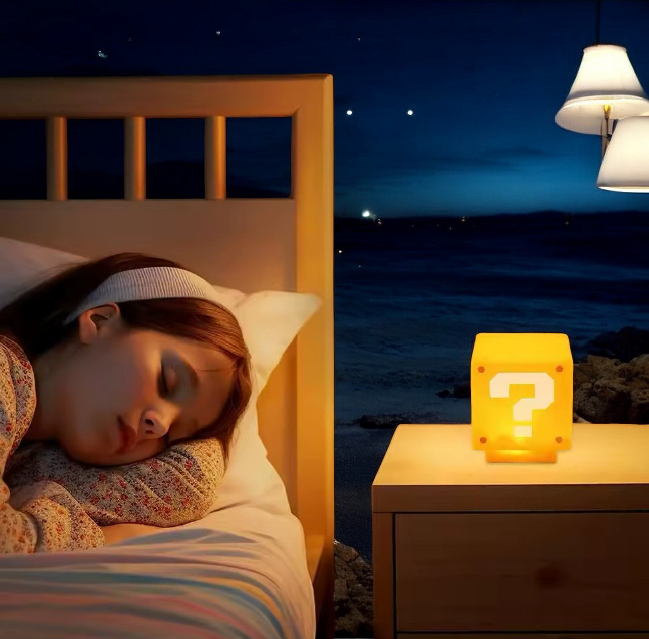 🌙 Super Night Light with Music 🎶 Anime Mario Peripherals 🎮 LED Question Mark Block ❓ Toad Children Bedroom Bedside Lamp 🛏️ USB Charging Gifts 🎁