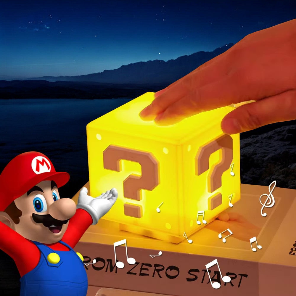 🌙 Super Night Light with Music 🎶 Anime Mario Peripherals 🎮 LED Question Mark Block ❓ Toad Children Bedroom Bedside Lamp 🛏️ USB Charging Gifts 🎁