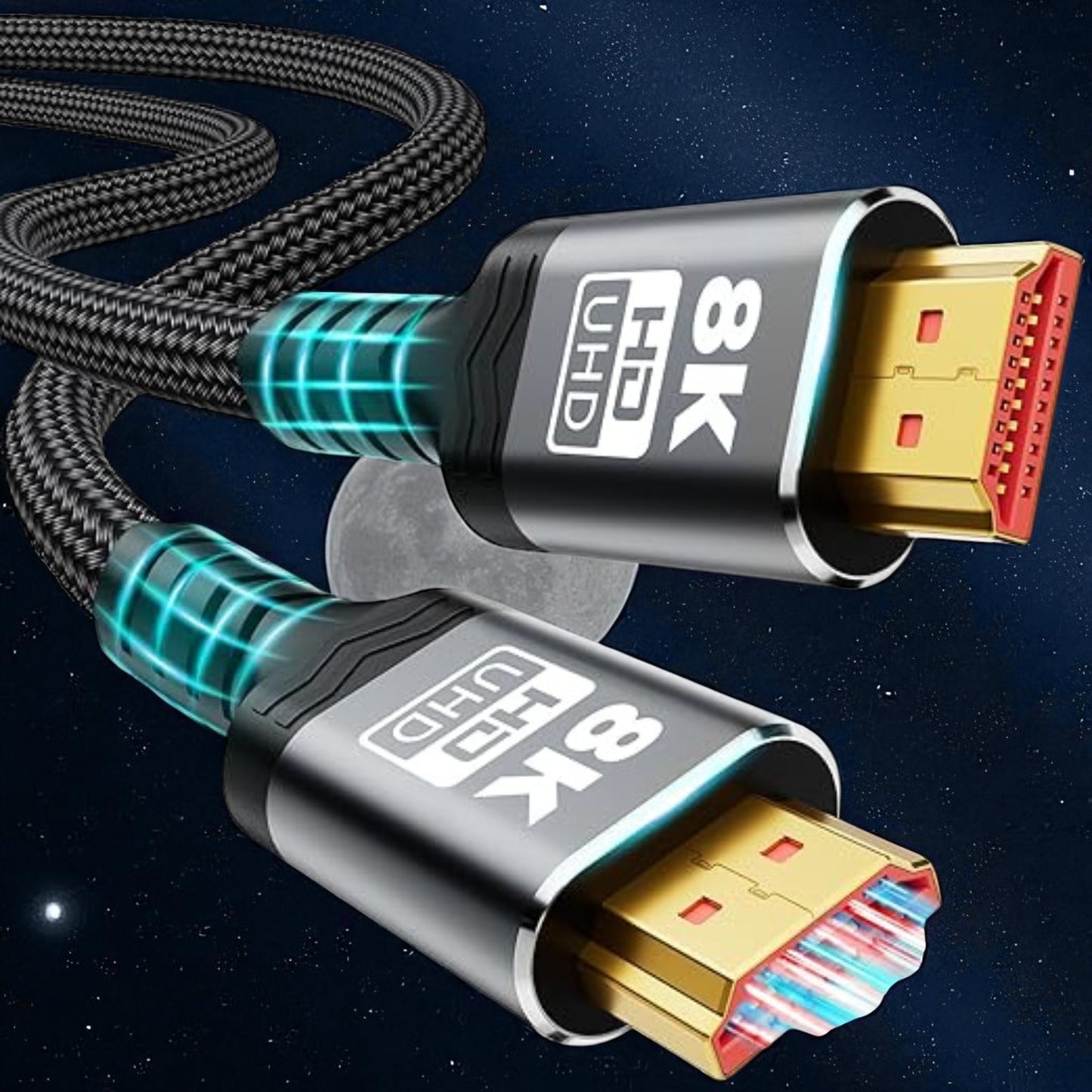 ⚡ Ultra High-Speed HDMI 2.1 Cable – 48Gbps Braided Cord | 8K@60Hz • 4K@120Hz • HDCP 2.2 & 2.3 | Available in 1.5FT to 25FT Lengths