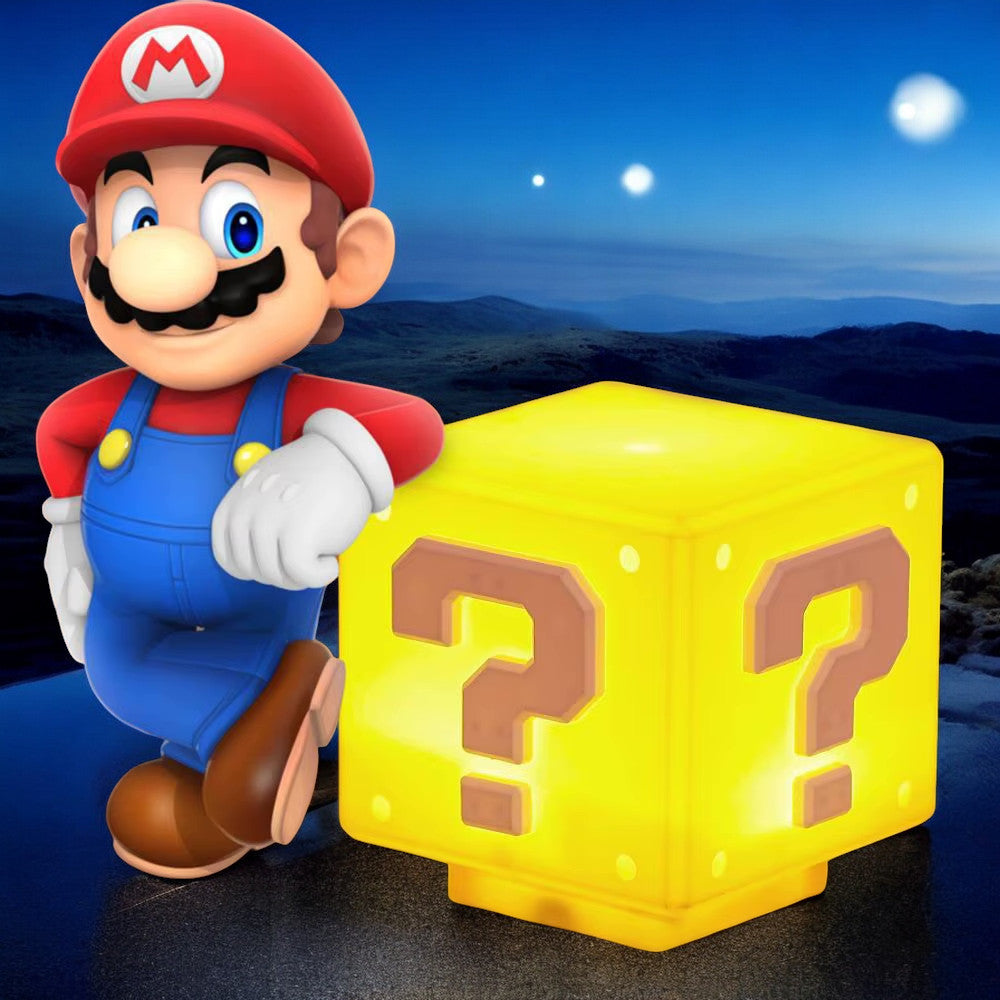 🌙 Super Night Light with Music 🎶 Anime Mario Peripherals 🎮 LED Question Mark Block ❓ Toad Children Bedroom Bedside Lamp 🛏️ USB Charging Gifts 🎁